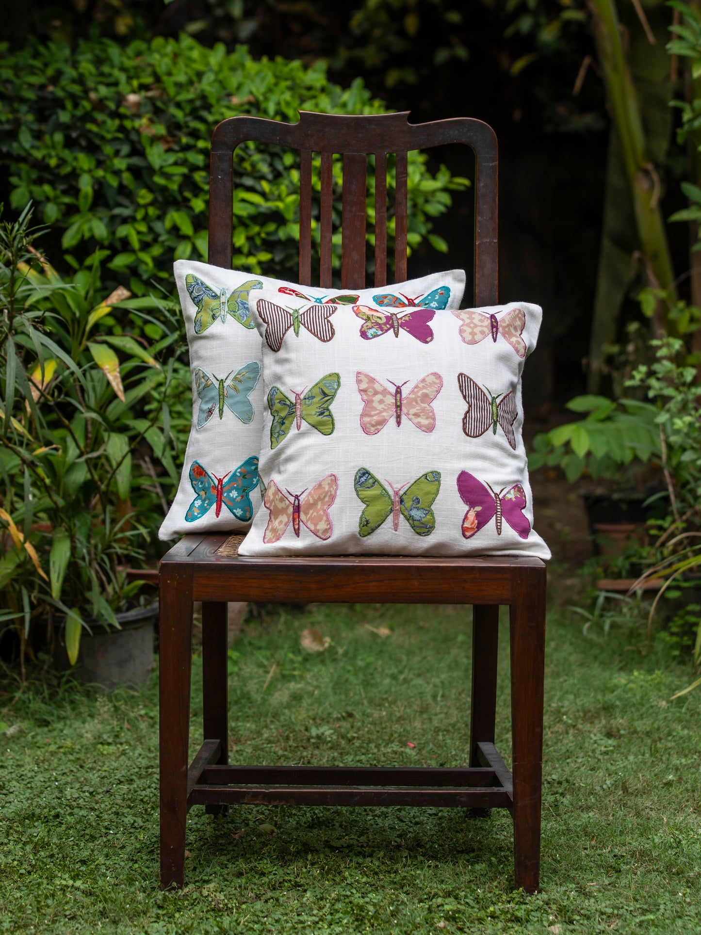 Green Cushion Cover : Butterfly