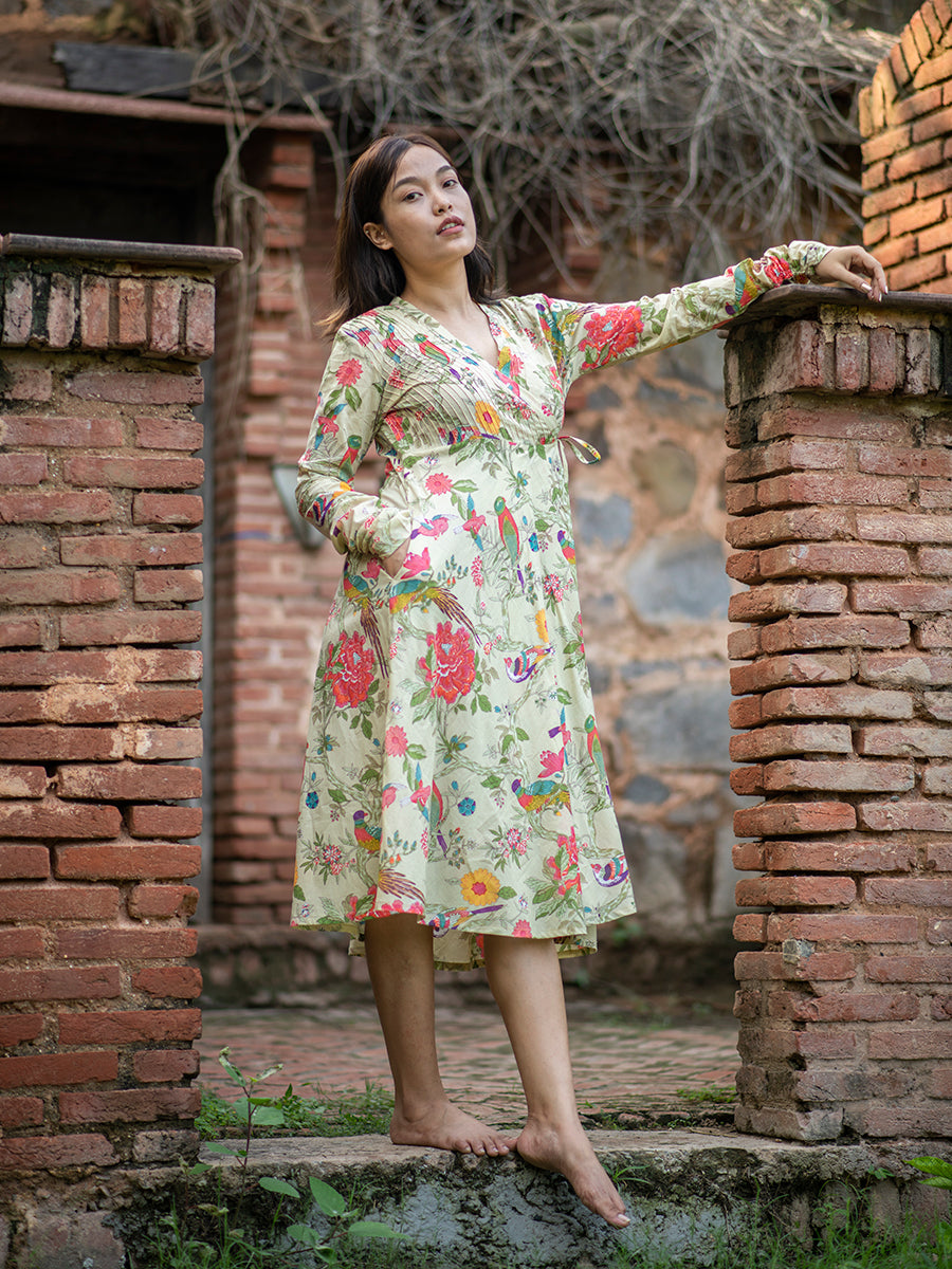 Anarkali Wrap : Bird Lime