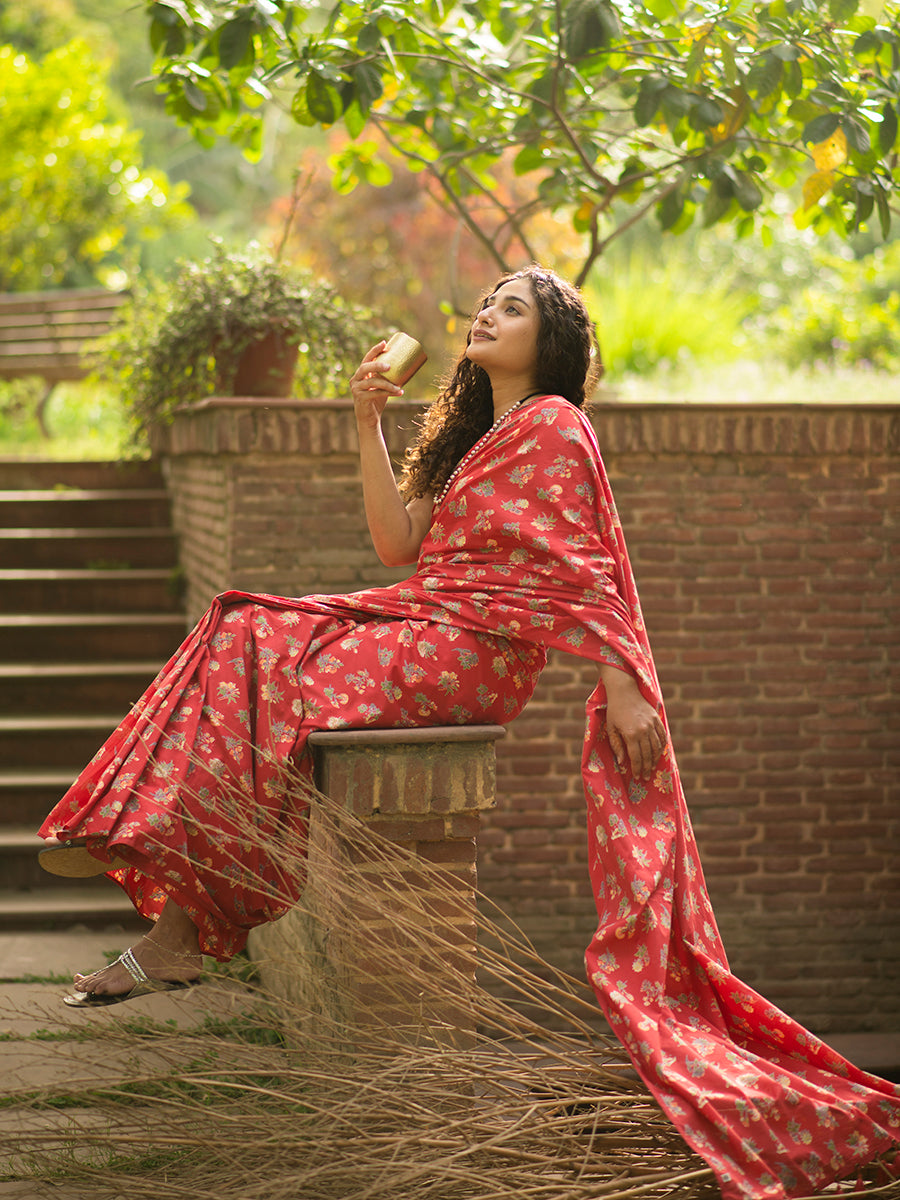 Cotton Saree : Toile Red