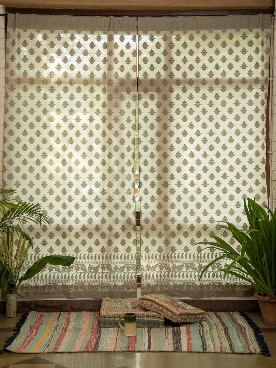 Handloom Curtain : Floral Sage