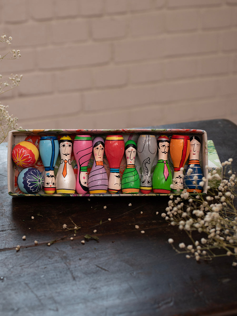 Hand Painted Bowling Set : Assorted