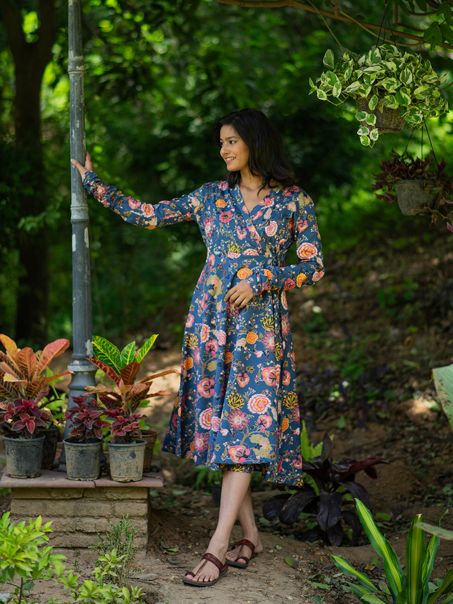 Anarkali Wrap Dress : Malabar Neelam