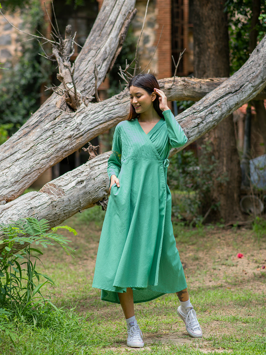 Anarkali Wrap : Slub Emerald