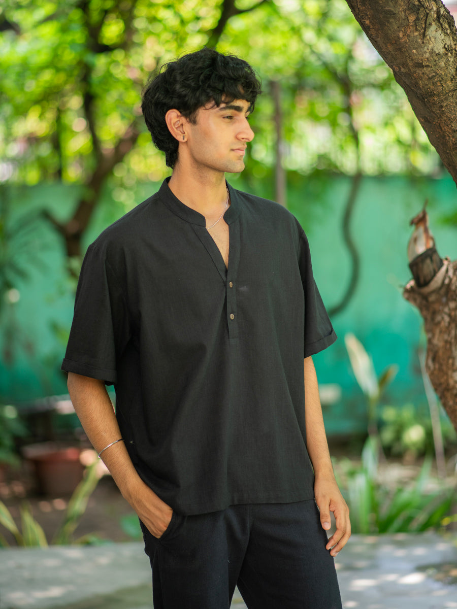 Anthony Shirt H/S : Slub Black