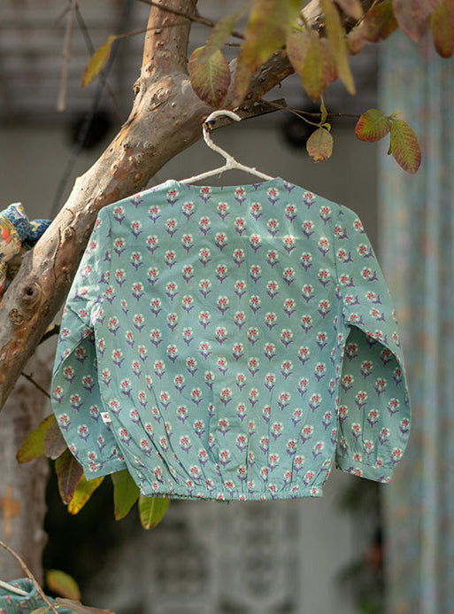 Kids Maria Top : Chunri Teal