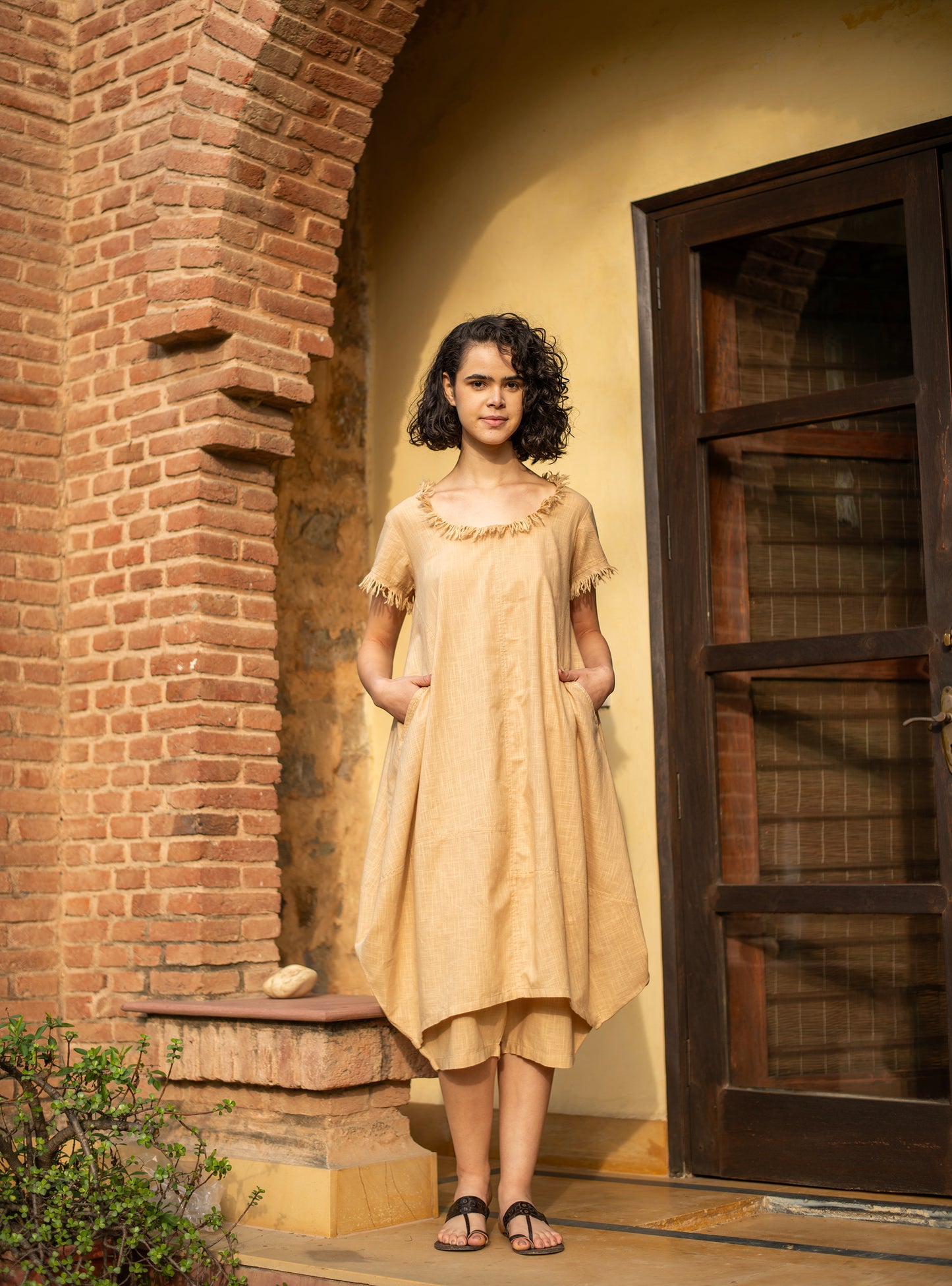 Balloon Dress : Slub Beige