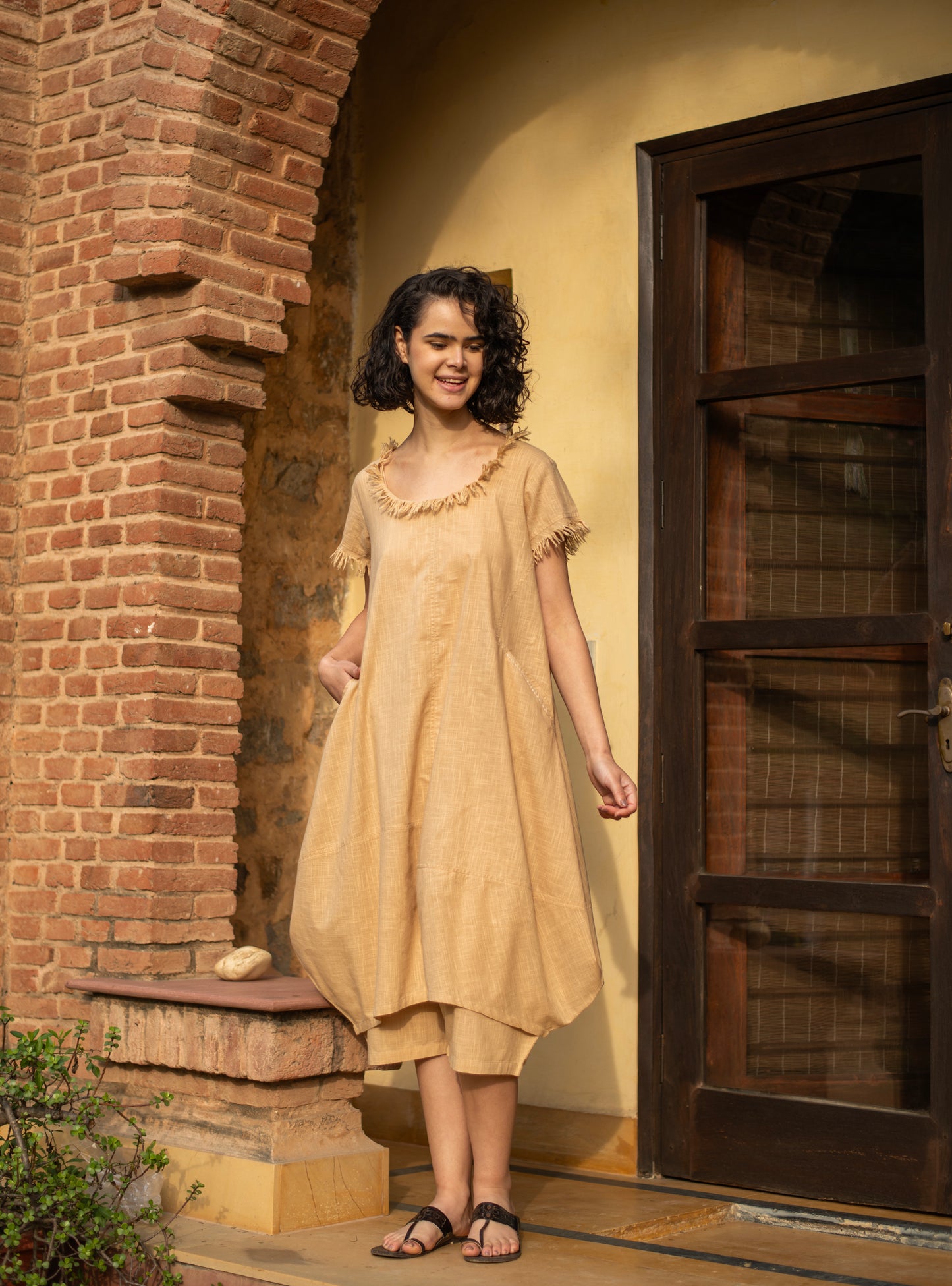 Balloon Dress : Slub Beige