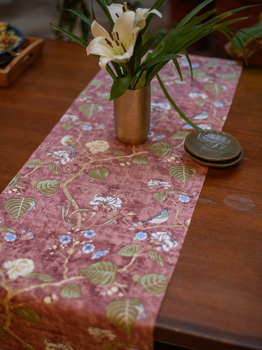 Canvas Runner : Birch Rose