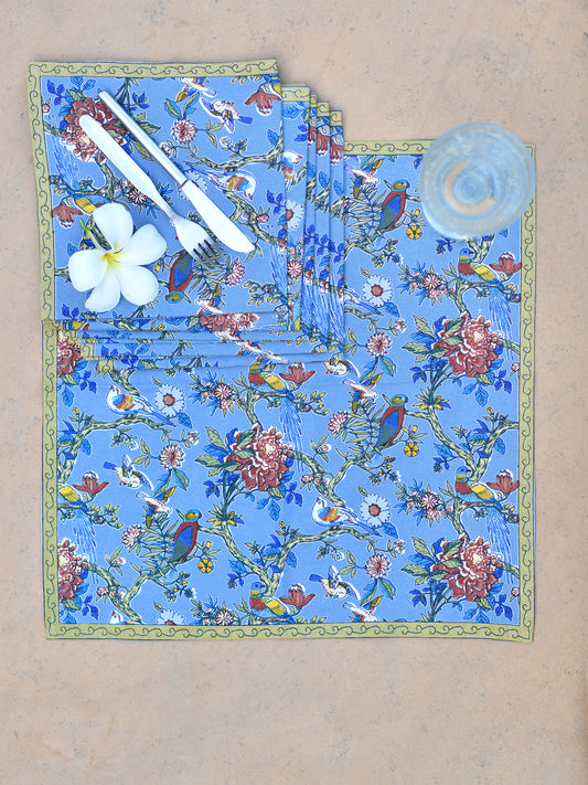 Napkin Set of 6 : Bird Blue