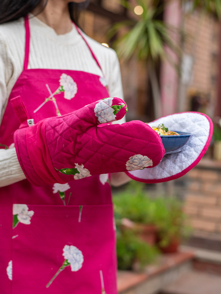 Canvas Oven Mitt : Carnation Pink