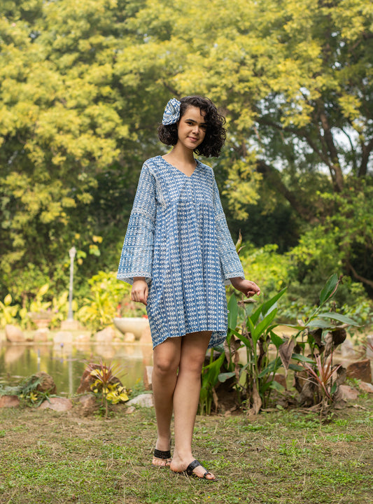 Baga Cecilia Dress Block Print: Blue