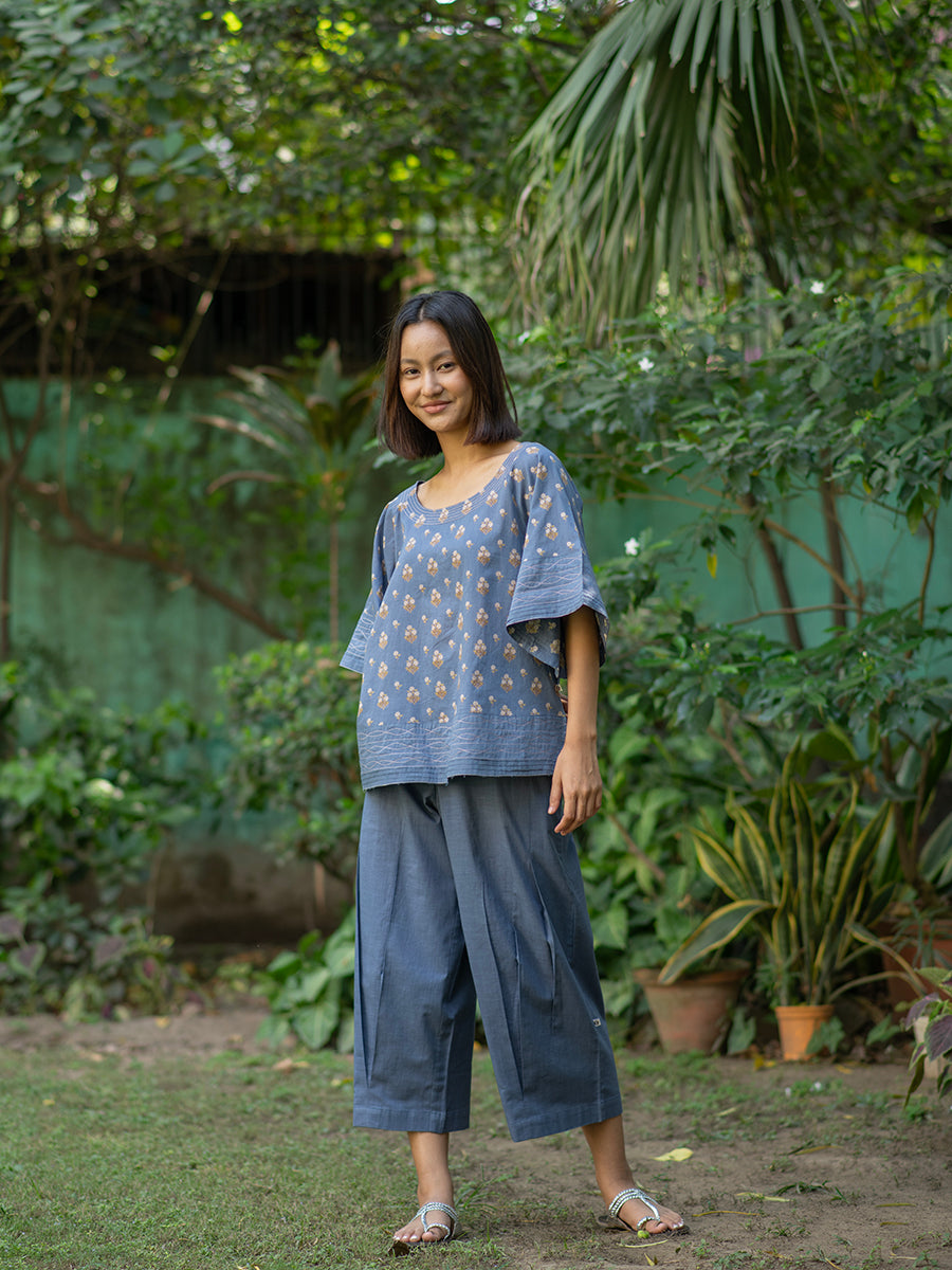 Flary Top : Chanderi Denim