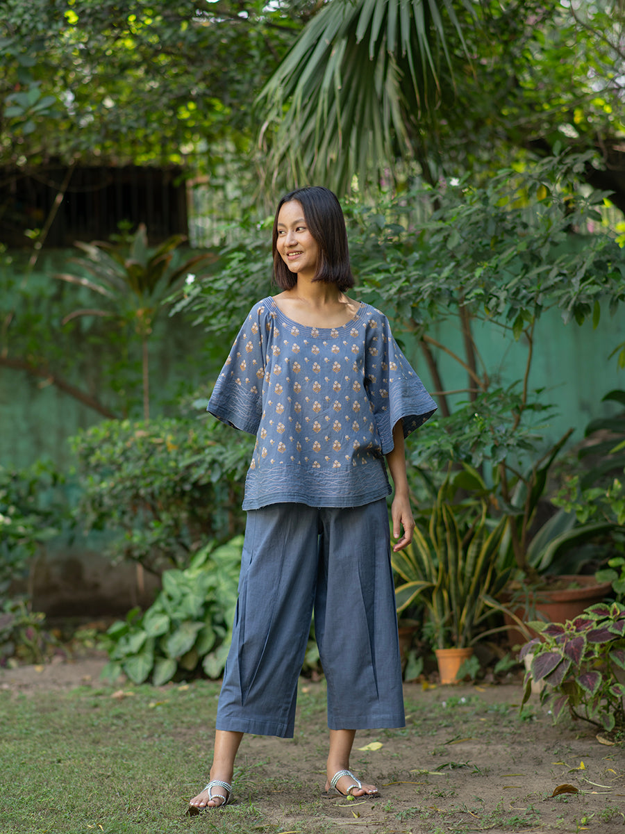 Flary Top : Chanderi Denim