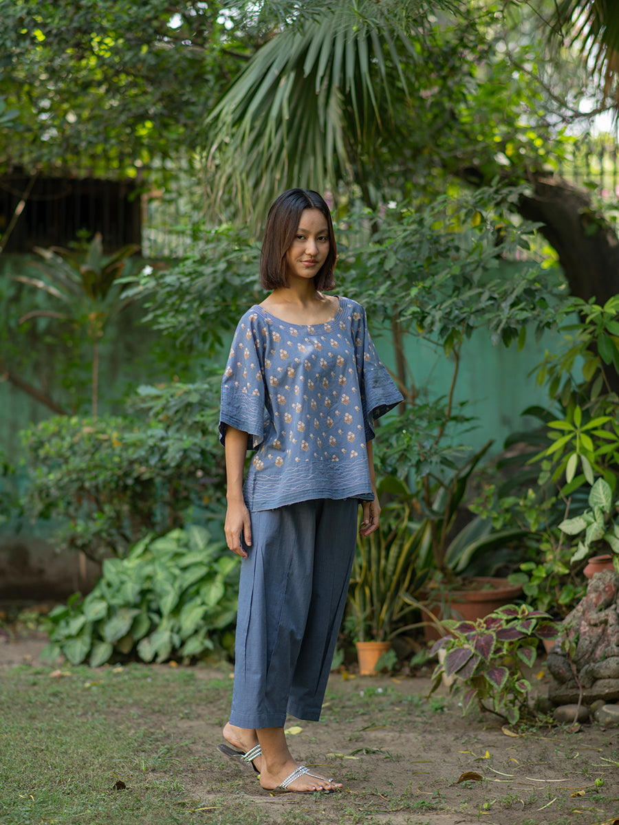 Flary Top : Chanderi Denim