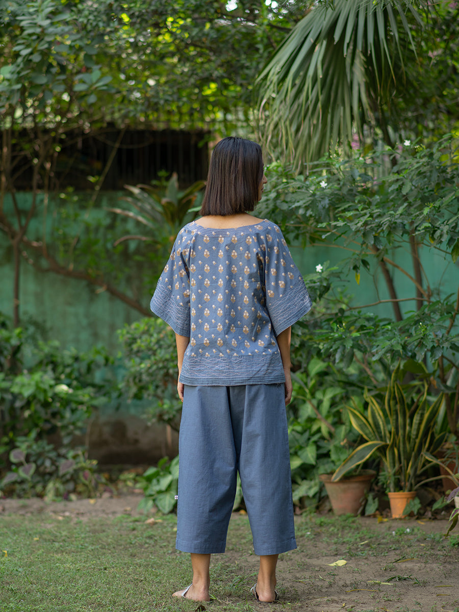 Flary Top : Chanderi Denim