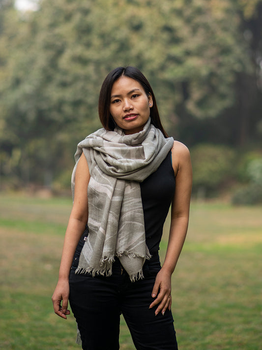 Soft Wool Stole : Abstract Grey