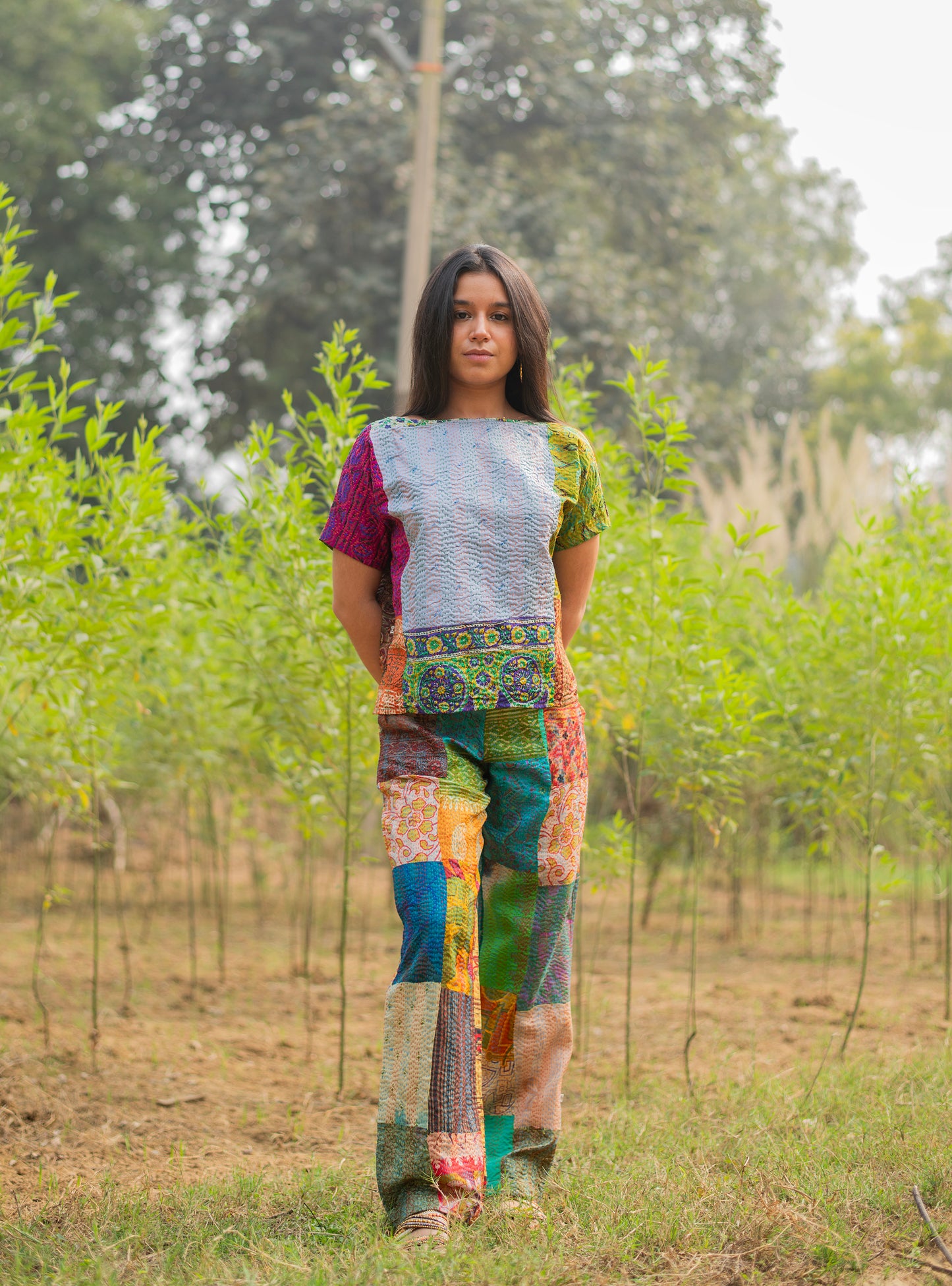 Vintage Handstitched Lounge Pant : Gudri Silk