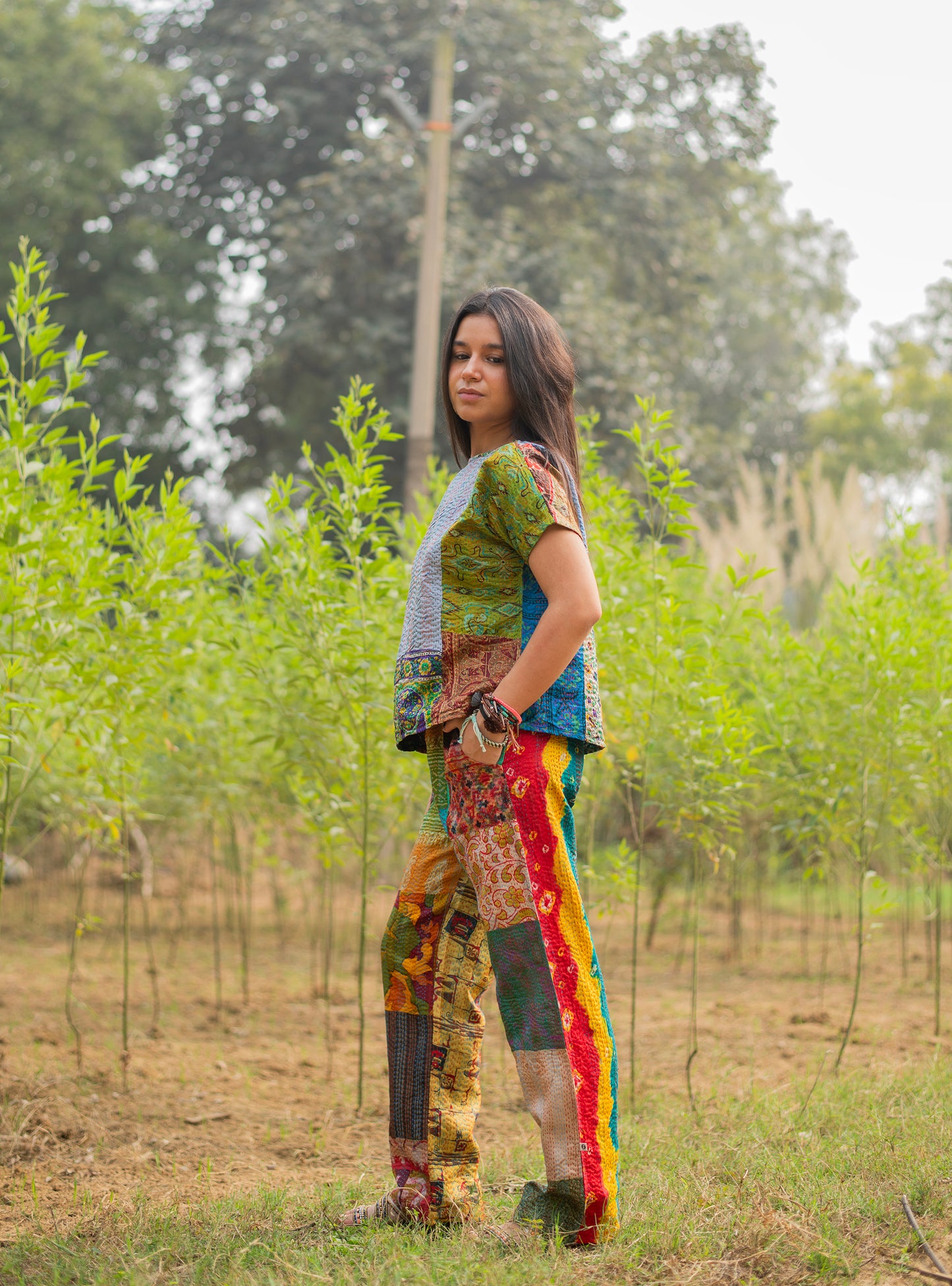 Vintage Handstitched Lounge Pant : Gudri Silk