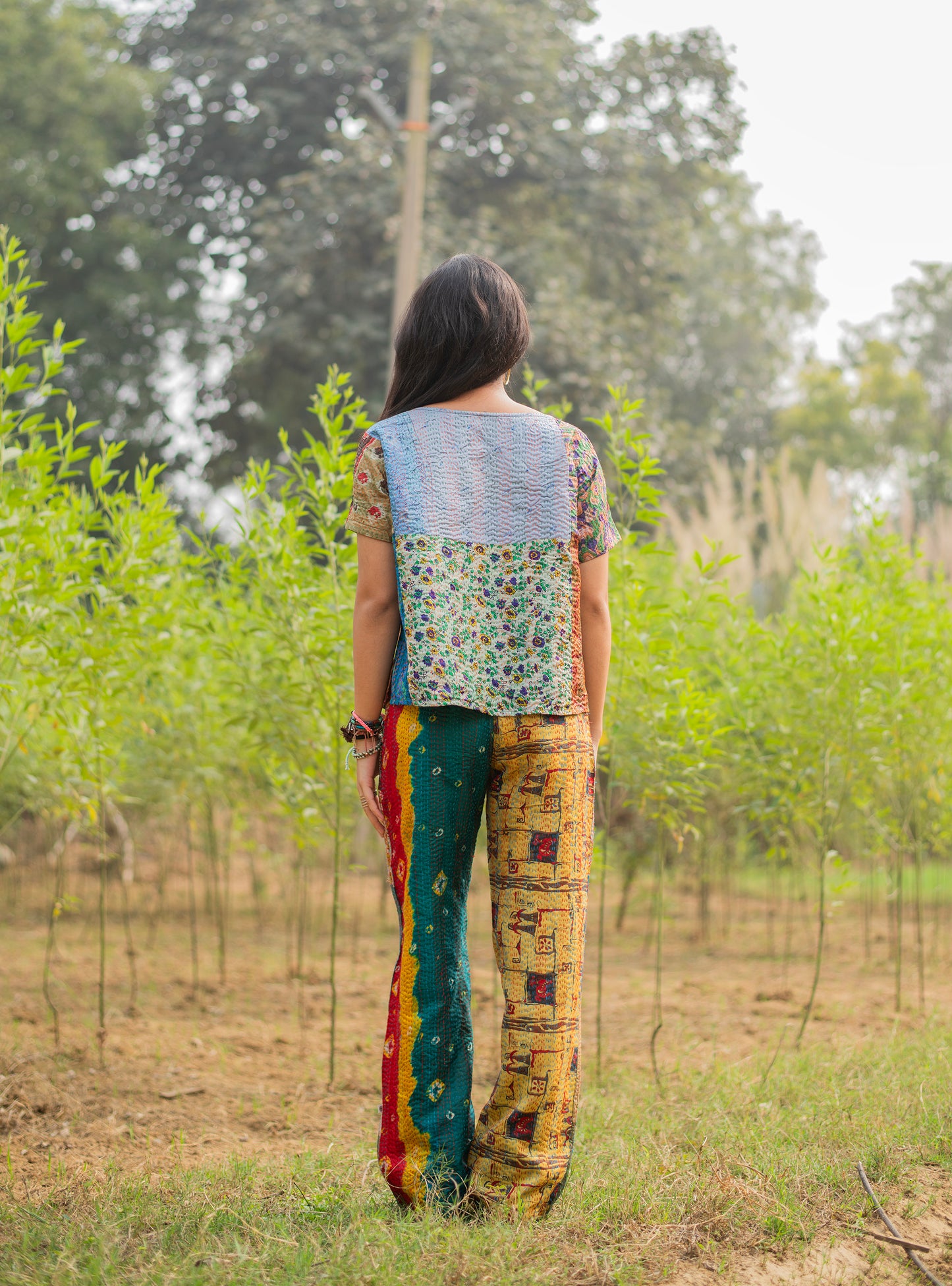 Vintage Handstitched Lounge Pant : Gudri Silk