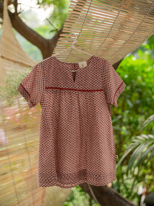 Kids Claire Dress : Scales Maroon