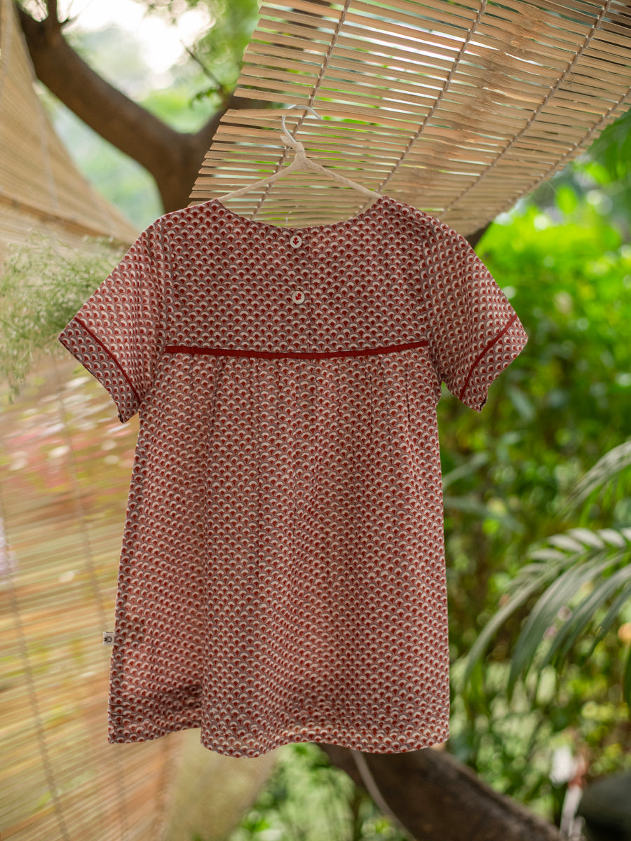 Kids Claire Dress : Scales Maroon