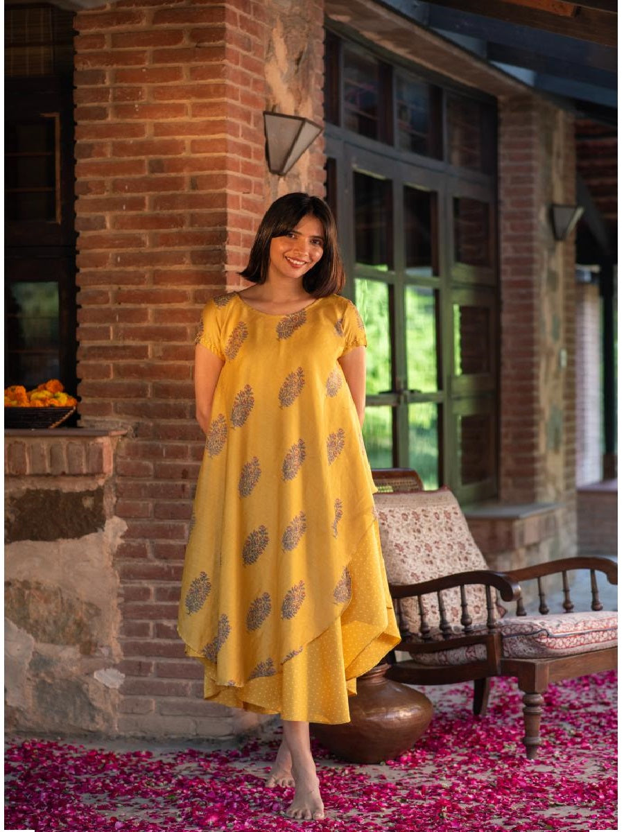 Aphre Dress Cotton Satin: Rosa Yellow