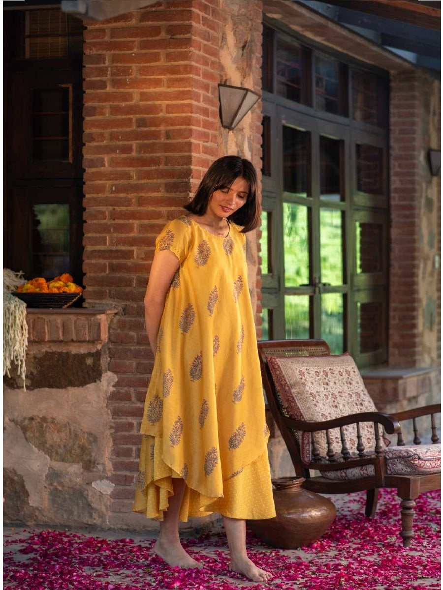 Aphre Dress Cotton Satin: Rosa Yellow