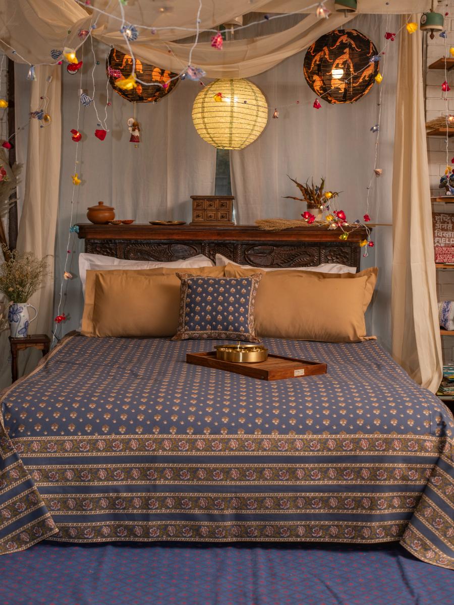 Bed Cover : Chanderi Denim