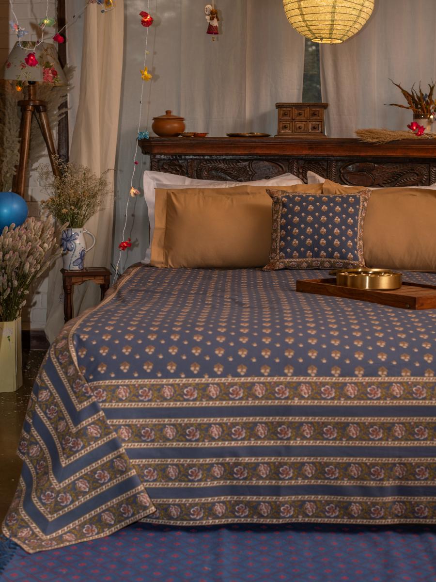 Bed Cover : Chanderi Denim