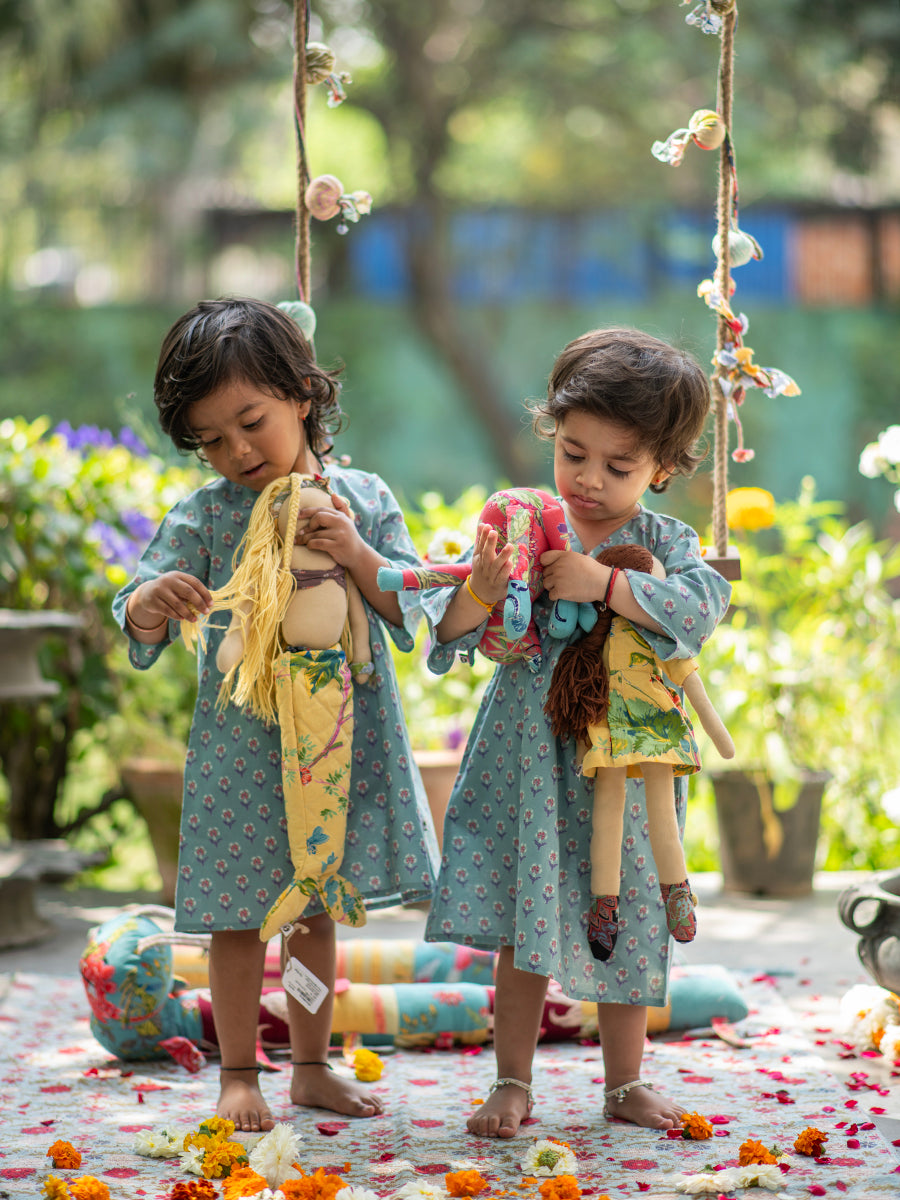 Kids Teatime Dress : Chunri Teal