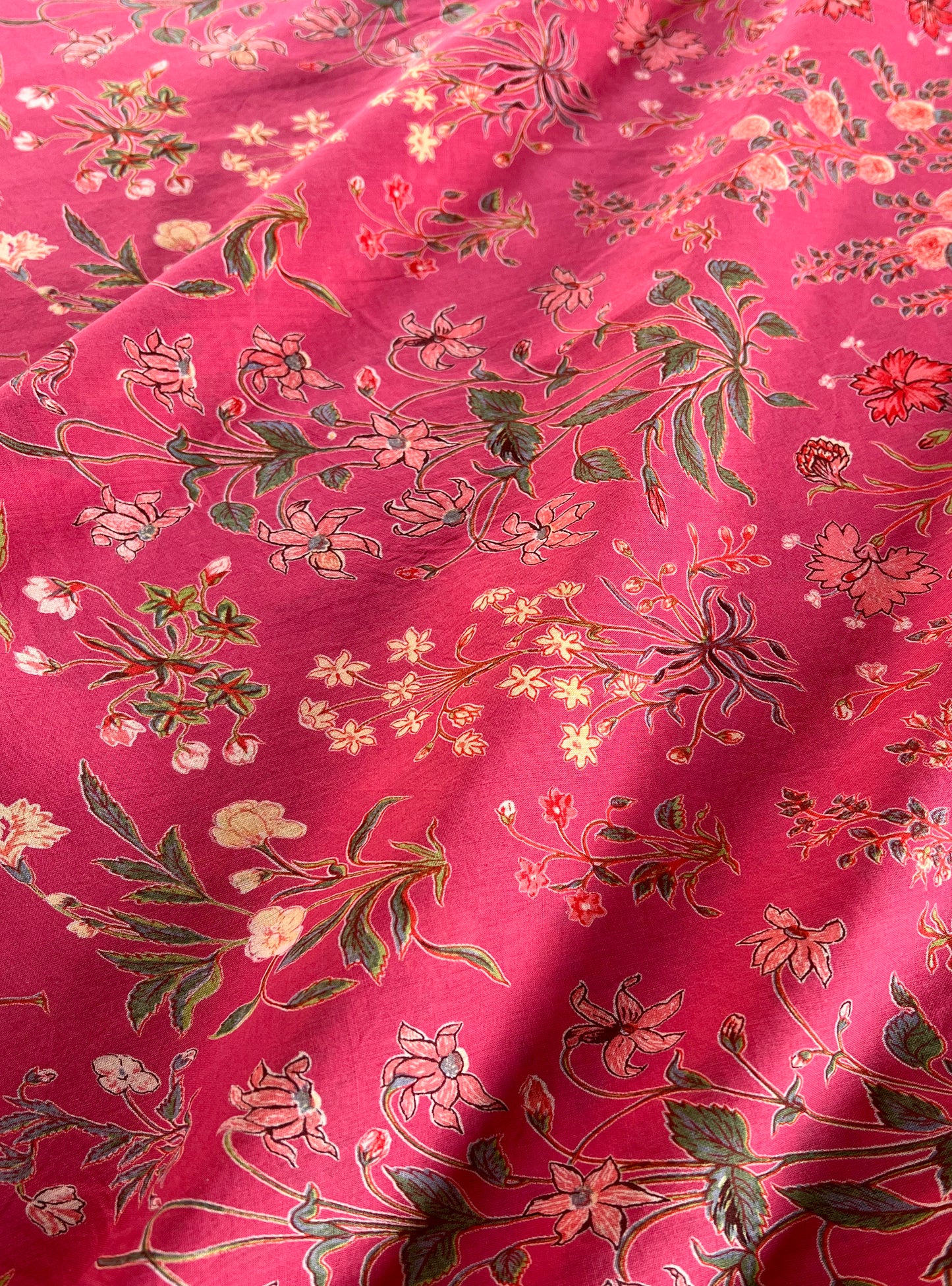 Cotton Voile Fabric : Garden Red