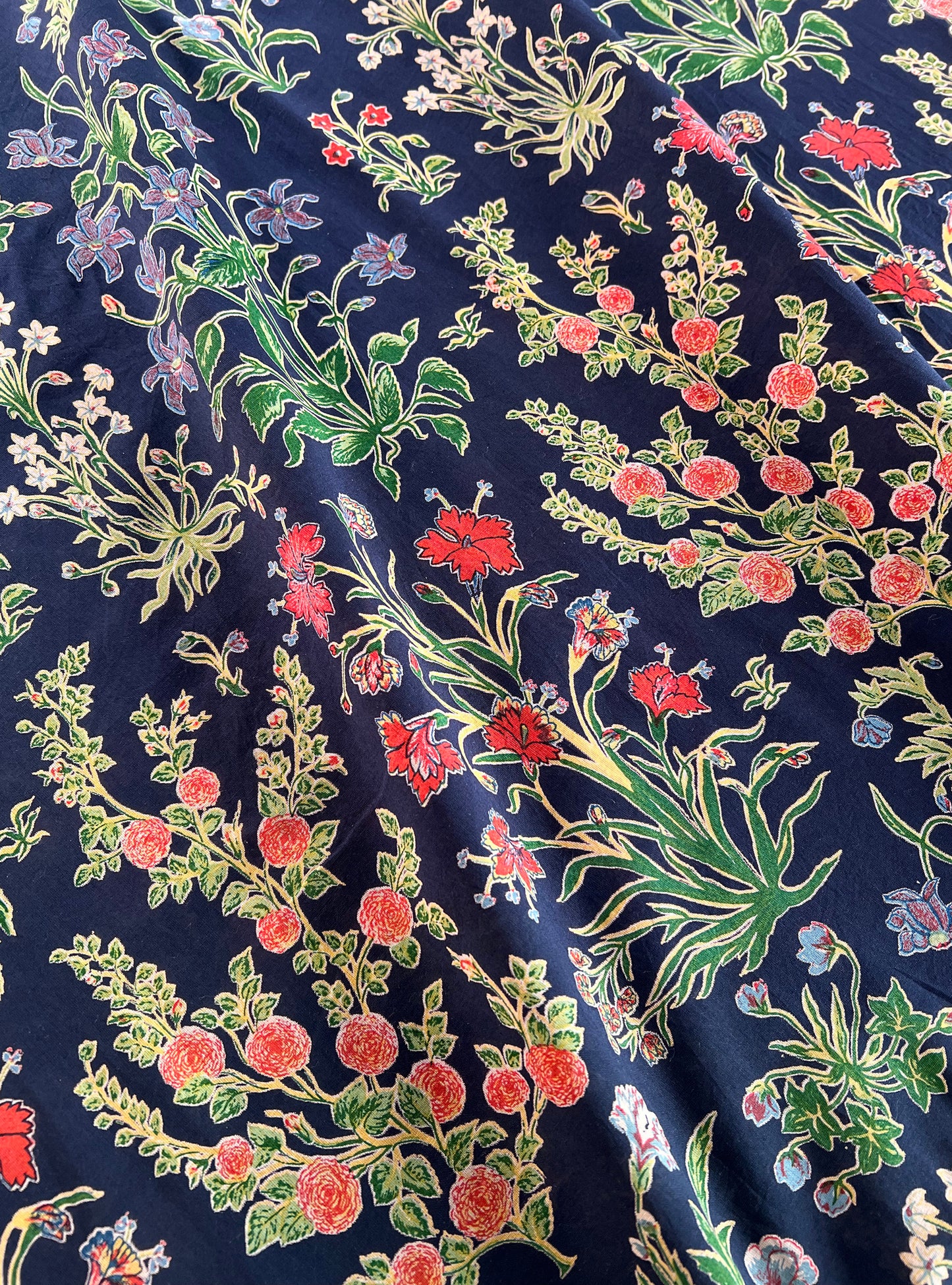 Cotton Voile Fabric : Garden Navy