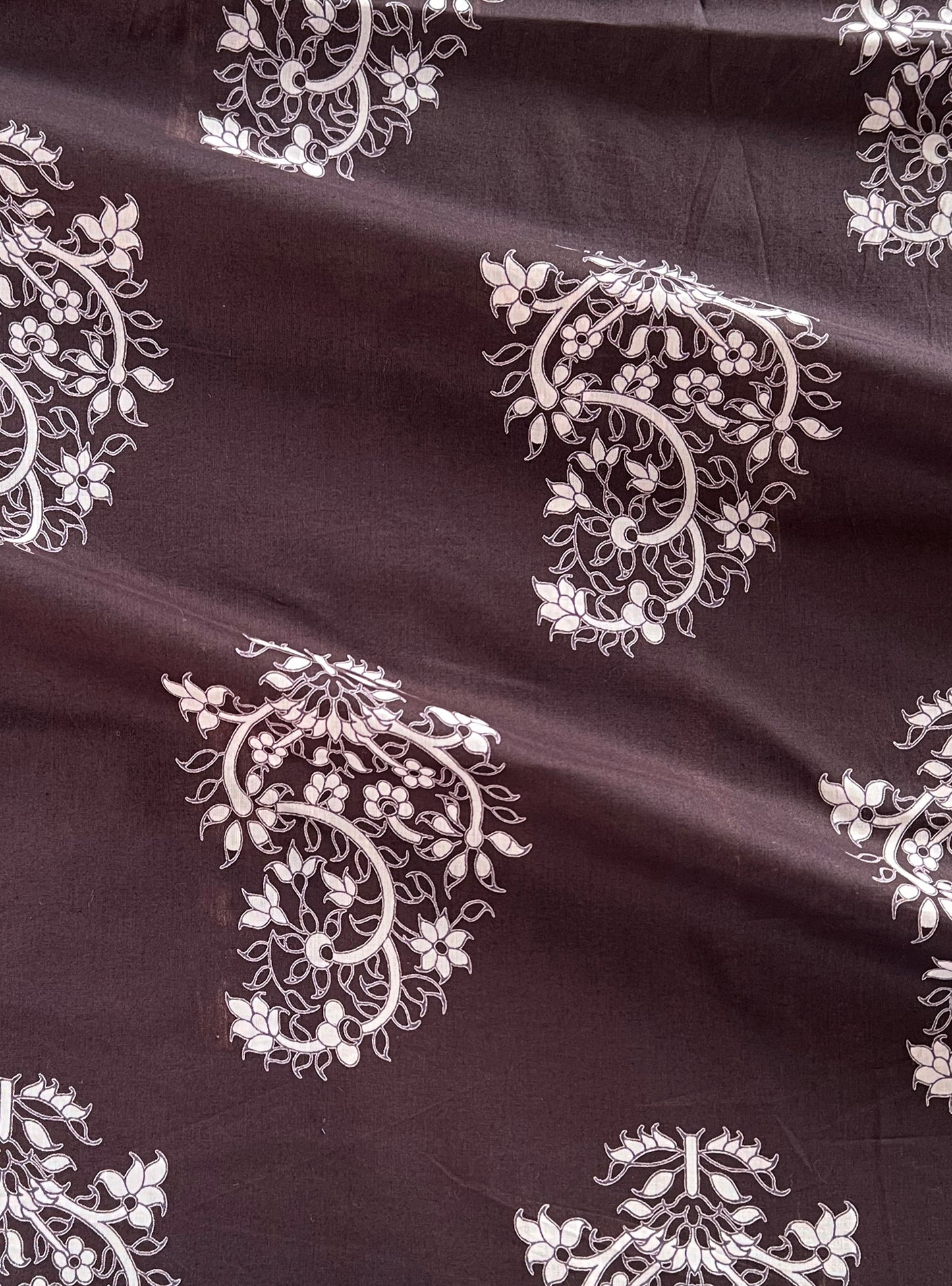 Cotton Voile Fabric : Paisley Charcoal