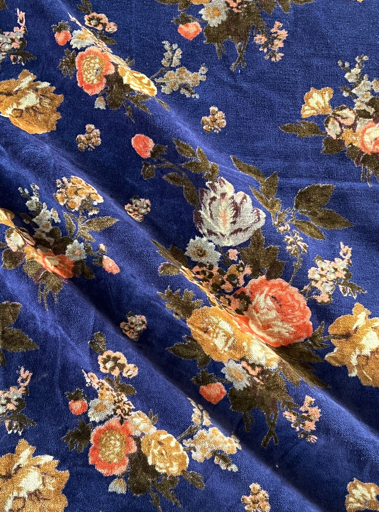 Cotton Velvet Fabric : Potpourri Navy