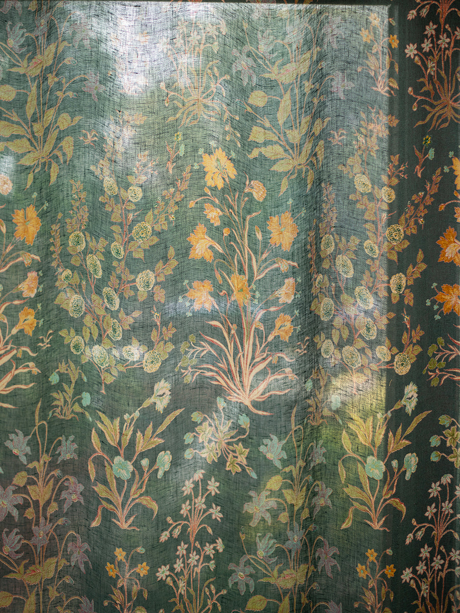 Printed Linen Curtain : Garden Emerald