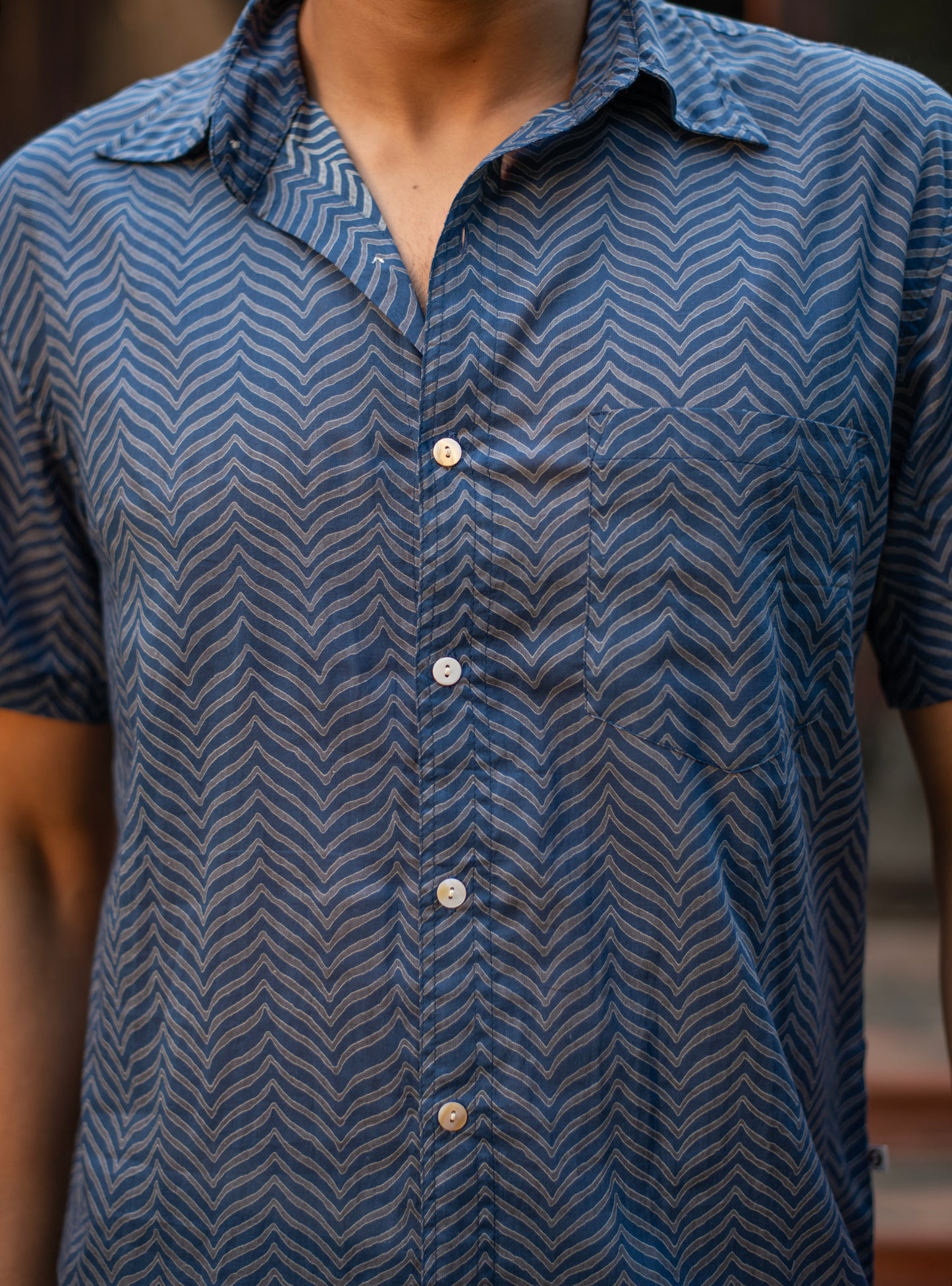 Xaviers Mens Shirt H/S : Gumbaj Indigo