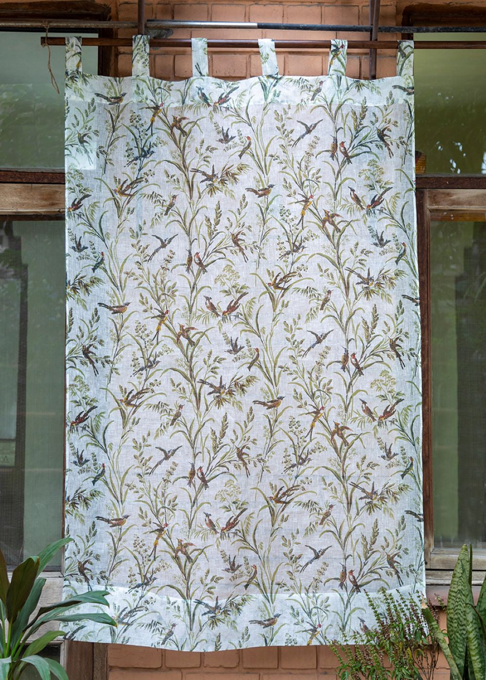 Linen Curtain : Humming Bird Natural