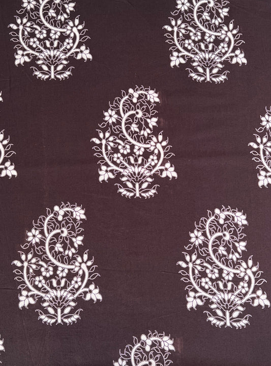 Cotton Voile Fabric : Paisley Charcoal