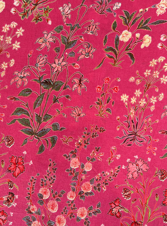 Cotton Voile Fabric : Garden Red