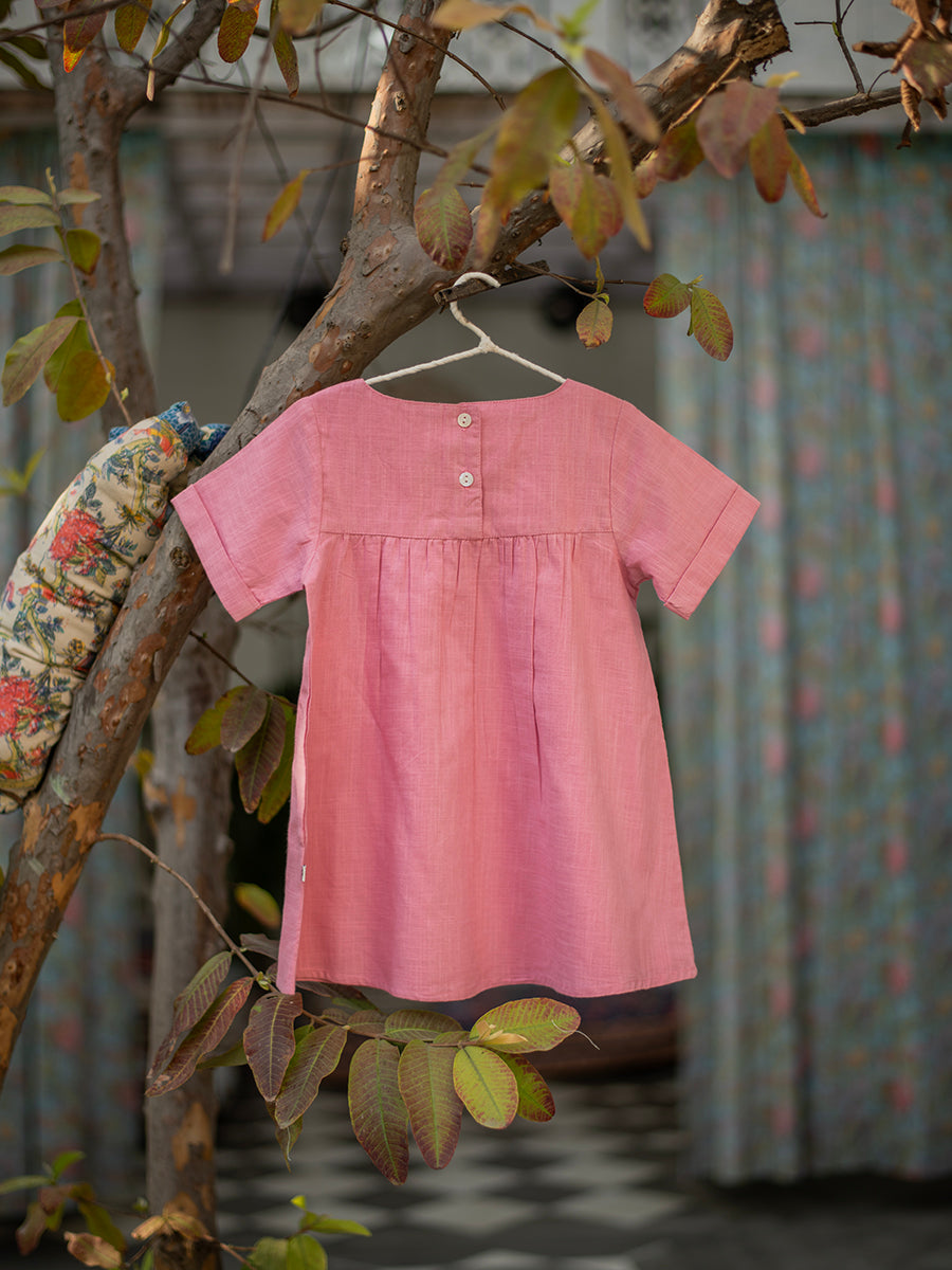 Kids Claire Dress : Slub Dusty Rose