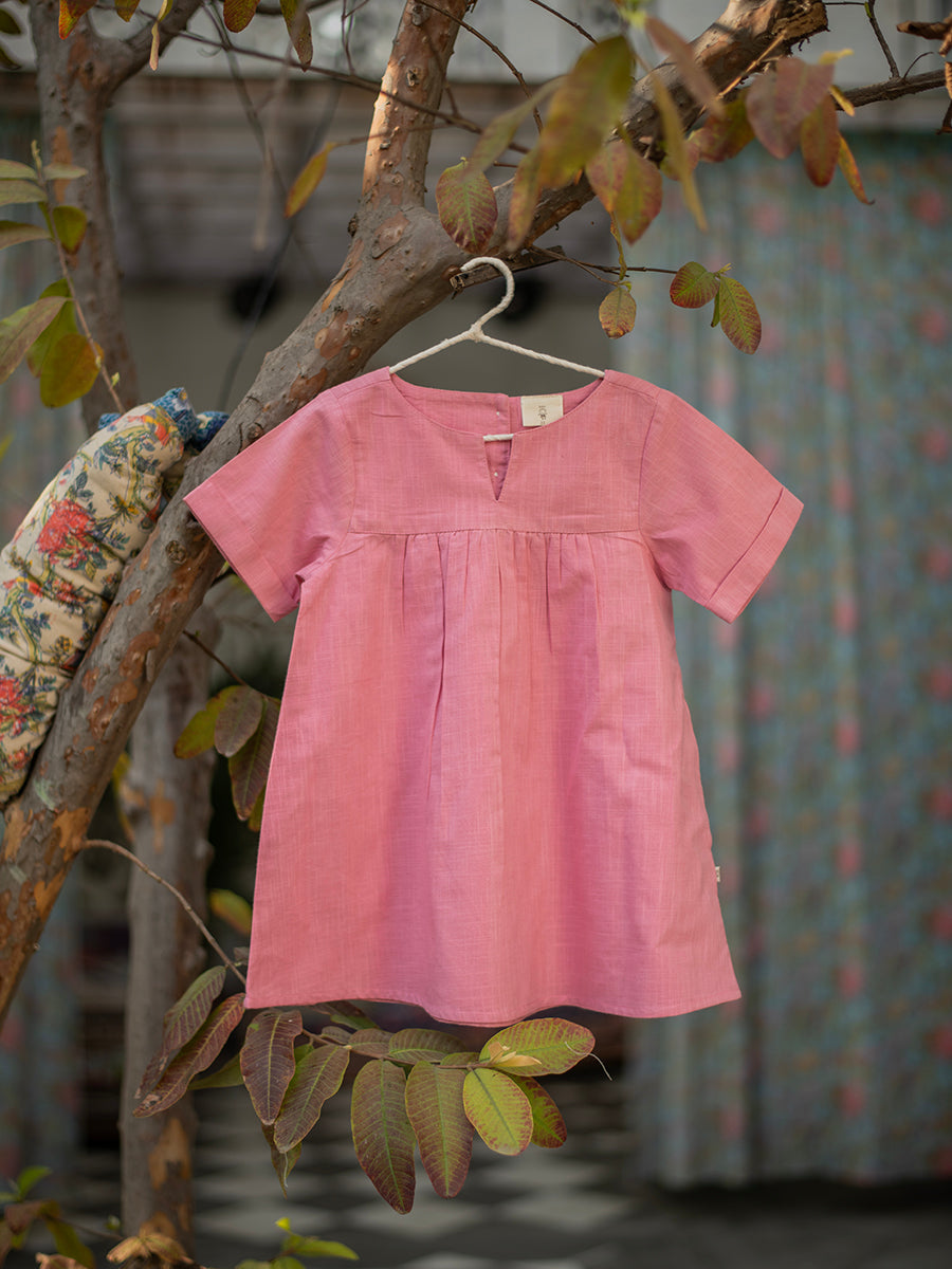 Kids Claire Dress : Slub Dusty Rose