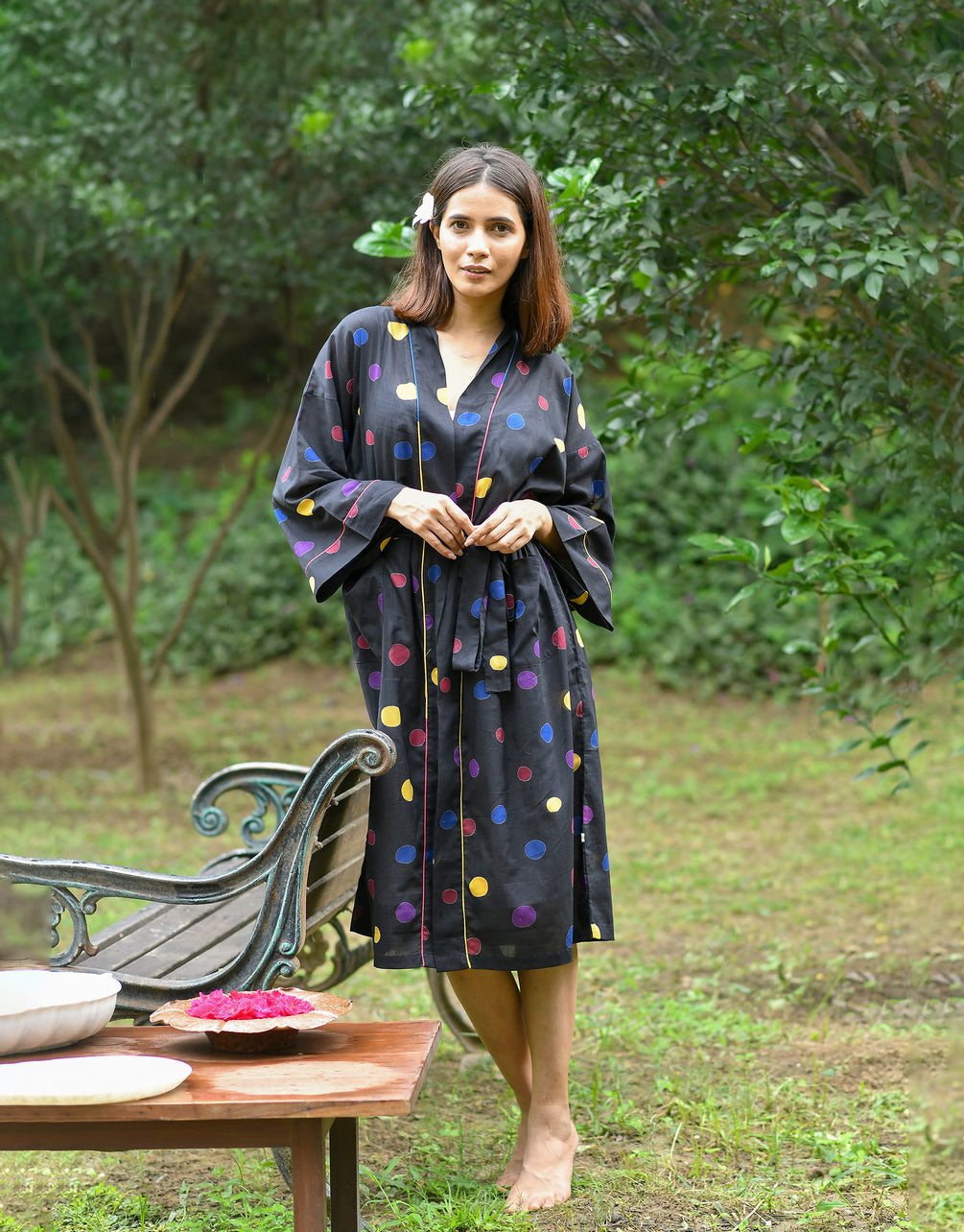 Kimono : Polka Dot Black