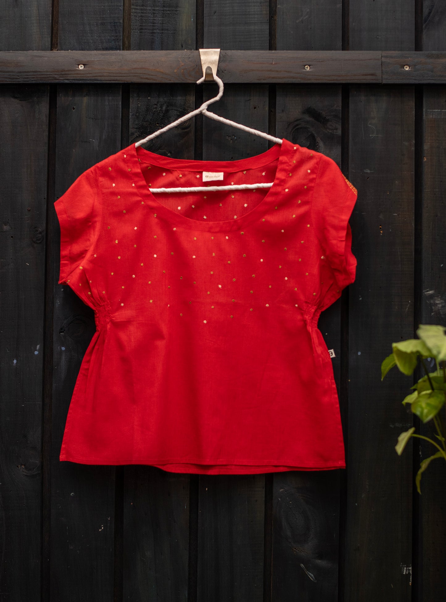 Meena Top : Emb. Red