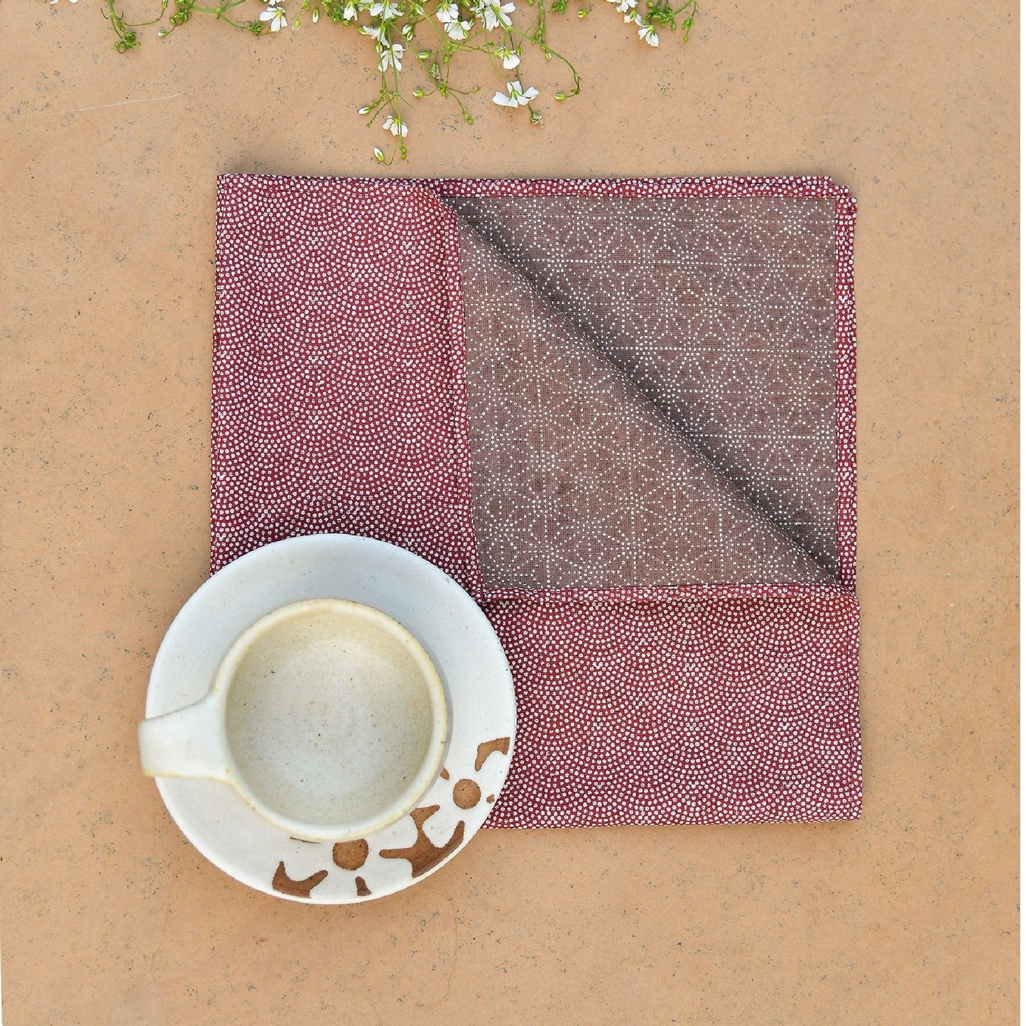 Napkin Single Reversible : Boro Red