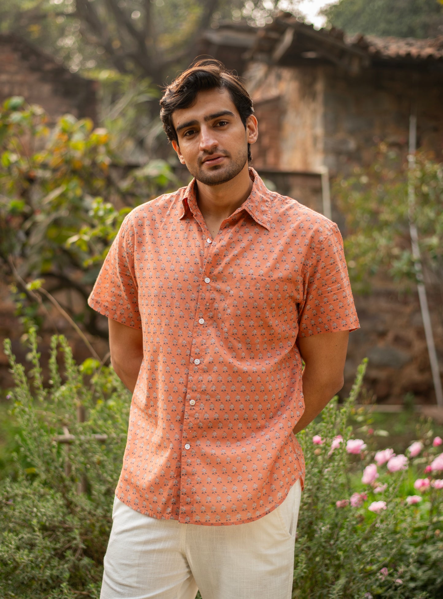 Xaviers Mens Shirt H/S (P) Panna Brick