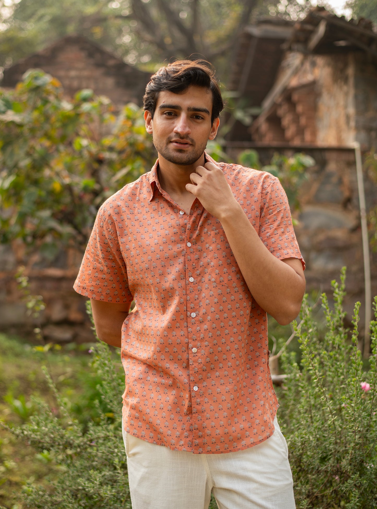 Xaviers Mens Shirt H/S (P) Panna Brick