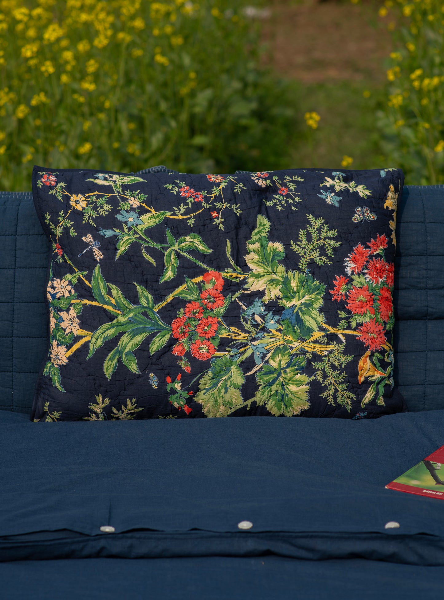 Printed Quilted Pillow Cover: Corsica Navy