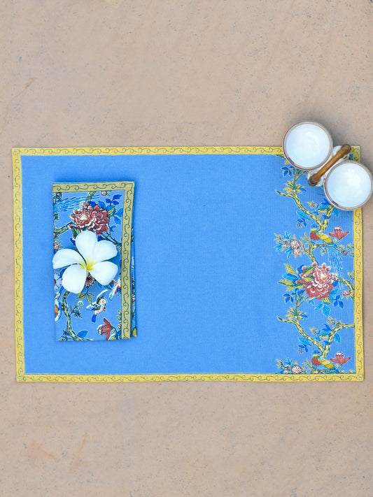 Printed Mats Set : Bird Blue