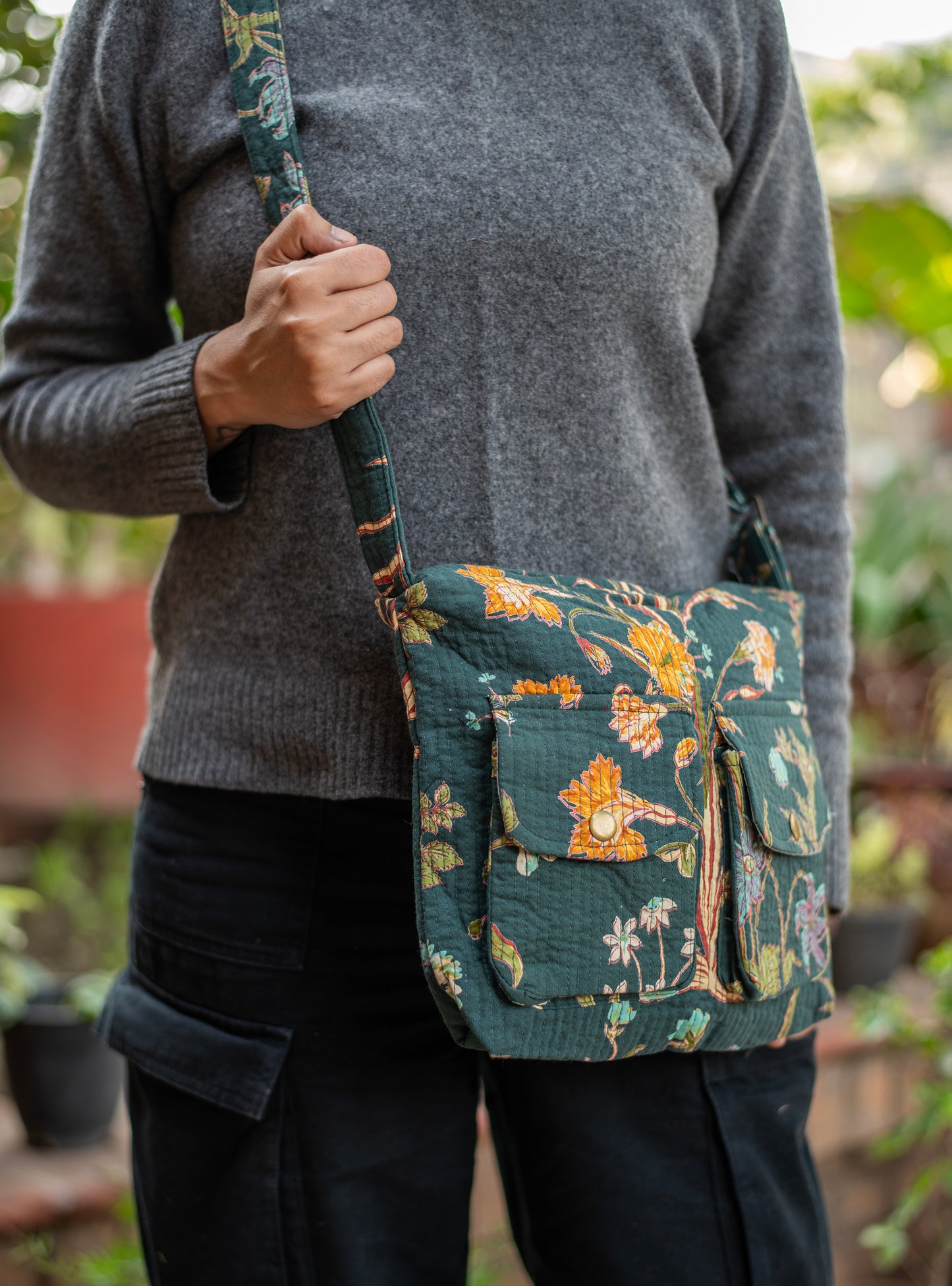 Quilted Camp Bag : Garden Emerald Sheeting