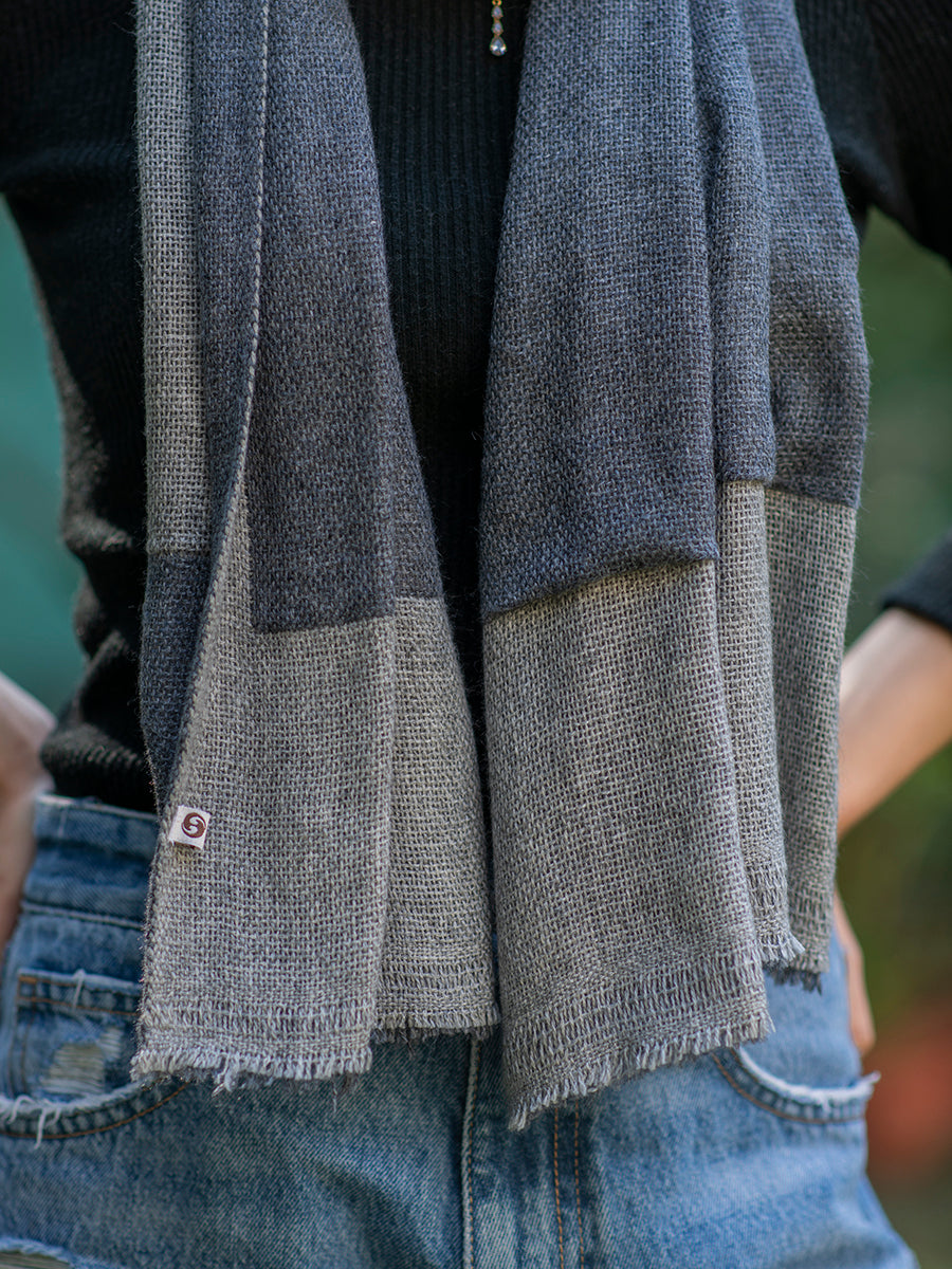 Soft Wool Muffler Reversible : Grey